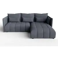 AX Living Dunkelgrau Ecksofa mit Schlaffunktion Bettkasten Cosmova 248