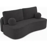 Masseno Sofa ROTONDO mit Schlaffunktion, Schlafsofa, Wohnzimmersofa, Couch, Soffa, Bettsofa, Bucle-Stoff – Grau ANTHOLOGY 18
