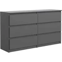 Masseno Kommode NUDO 120 cm Sideboard mit 6 Schubladen und Türen für Wohnzimmer Schlafzimmer Modern 120x39x78,5 cm Anthrazit / Anthrazit