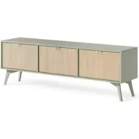 Masseno TV-Schrank FORESTA 158 cm Fernsehschrank mit 3 Türen TV-Lowboard für Wohnzimmer Modern 158x38x52 cm Hellgrün / Kieferfarben
