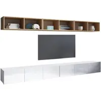 AX Living Wohnwand Modern Kossana 33 – 300 cm Breite Goldene Eiche/Weiß