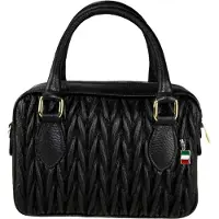 Florence Damen Handtasche, Schultertasche Leder Tasche schwarz OTM815S