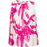LASCANA Strandtop , Damen, Gr. 40, pink (creme, pink bedruckt), Web, Obermaterial: 100% Viskose, bedruckt, figurumspielend hüftlang, Rundhals, Tops Strandtop, in sommerlichem Allover-Print, Topseller