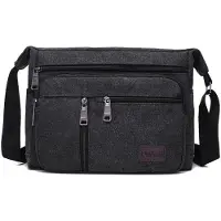 INF Herren Canvas Umhängetasche - Stilvolle und praktische Schultertasche Schwarz