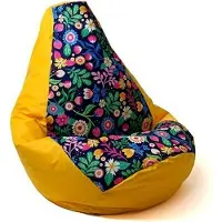 Go Gift Sako bag pouffe Pear print yellow-flower XXL 140 x 100 cm