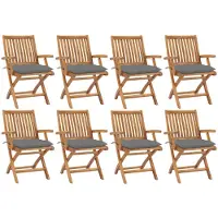 vidaXL Klappstühle mit Kissen, 8-teilig, Massivholz Teakholz