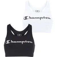 Champion Sport-BH , Damen, Gr. XS (32), N-Gr, 2 Stk., schwarz-weiß (schwarz, weiß), Obermaterial: 95% Baumwolle, 5% Elasthan, BHs Sport-BH, 2er-Pack, mit Logoschriftzug, aus Baumwolle und Elasthan