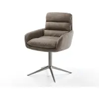 DELIFE Drehstuhl Abelia-Flex mit Armlehnen Mikrofaser Taupe Vintage Fußkreuz Graphit 360° drehbar Wippfunktion