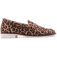 Omnio Slipper für Damen, Beige, aus Leder mit Leopardenmuster