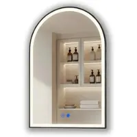 Artforma LED Badspiegel Bogen 70x100 cm schwarz matt mit Touch und Antibeschlag