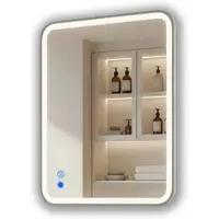 Artforma LED Badspiegel rechteckig 80x60 cm silber mit Touch und Antibeschlag