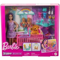 Barbie Skipper Babysitters Inc. Skipper Babysitter-Puppe mit Zwillings-Kinderzimmer-Spielset und Zubehör, Modepuppe, Weiblich, 3 Jahr(e), Mädchen, 169 mm, 500 g