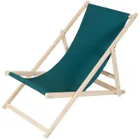 Feel2Home Sonnenliege Strandstuhl aus Holz klappbar ohne Armlehnen, 3-fach verstellbar, gepolstert, Liegefläche 115x42 cm, Grün