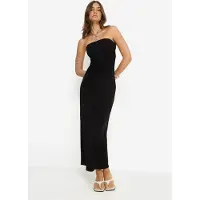 LASCANA Bandeaukleid , Damen, Gr. 34, N-Gr, schwarz, Rippware, Obermaterial: 63% Polyester, 33% Viskose, 4% Elasthan, unifarben, figurbetont knöchellang, ohne Ausschnitt, Kleider Bandeaukleid