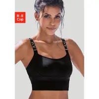LASCANA Sport-BH ACTIVE, Damen, Gr. 90, Cup E, schwarz, Microtouch, Obermaterial: 76% Polyamid, 24% Elasthan, BHs Sport-BH, ohne Bügel in Longform – ideal für Yoga, Sport-Top