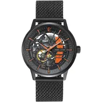 Pierre Lannier Paddock 345A499 Automatikuhr Skelettzifferblatt Edelstahl Milanaisearmband Schwarz 43 mm