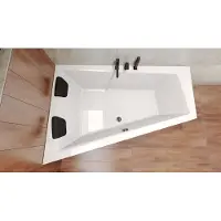 Besco BADLAND Eckbadewanne Rechteck Badewanne INTIMAS LINKS 170x125 mit Ablaufgarnitur und Füßen + 1 Badkissen | BADLAND INTIMAS