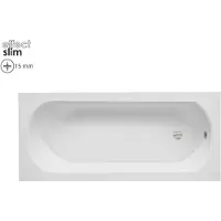 Besco Badewanne Rechteck Intrica SLIM 150x75 Rand 15mm mit Ablaufgarnitur, Füßen und Wannenträger GRATIS