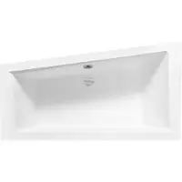 Besco BADLAND Eckbadewanne Rechteck Badewanne INTIMAS LINKS 180x125 mit Ablaufgarnitur und Füßen + 2 Badkissen + Bambus Badewannenablage | BADLAND INTIMAS