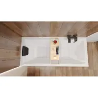 Besco BADLAND Badewanne Rechteck Wanne Bad Acryl Weiß Exclusive Modern Quadro 170x75 + Bambus Badewannenablage + Ablauf & Füße | BADLAND QUADRO