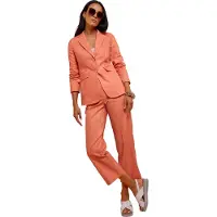 HEINE Blusenblazer "Blazer Jeansblazer in gefärbtem Denim", Damen, Gr. 40, rosa (orange, champagner, meliert), Web, Stoff, , Modisch, Blazer Blusenblazer