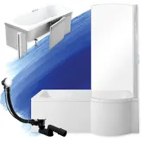 Besco Badewanne Rechteck 150x70 Rechts mit Styroporverkleidung, Ablauf & Füße GRATIS | Komplettset 4in1 Original Acryl Wanne Siphon | BADLAND INSPIRO