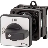 Eaton 010402 EIN-AUS-Schalter, P1, 32 A, Verteilereinbau, 3-polig + N, mit schwarzem Knebel und Frontschild P1-32/IVS/N