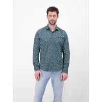 Lerros Langarmhemd mit trendigem Printmuster - Classic Navy - M