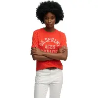 Superdry für Damen. W1011863A Vintage Prep Taschen-T-Shirt rot (M), Lässig, Baumwolle, Kurzarm