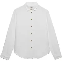 Superdry für Damen. W4010587A Weißes Premium-Leinenhemd (L), Lässig, Langarm
