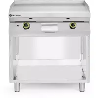 Hendi Gasgrillplatte, glatt, mit auf 3 Seiten geschlossenem Unterschrank, Kitchen Line, 10kW, 800x700x(H)900mm