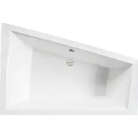 Besco BADLAND Eckbadewanne Rechteck Badewanne INTIMAS RECHTS 180x125 mit Ablaufgarnitur und Füßen + 1 Badkissen + Bambus Badewannenablage | BADLAND INTIMAS