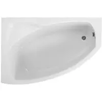 Polimat Badewanne Eckbadewanne 140x90 Links mit AcrylSchürze, Ablaufgarnitur & Füßen GRATIS | Komplettset 4in1 Original Acryl Wanne Siphon | BADLAND FRIDA