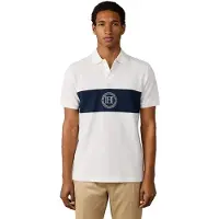 Hackett London für Herren. HM5600187 Polo H Panel, weiß (M), Lässig, Baumwolle, Kurzarm