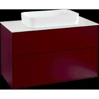 Villeroy & Boch Finion Waschtischunterschrank, 2 Auszüge, mit integrierter Beleuchtung, Waschbecken mittig, mit Hahnloch, 1000x603x501mm, Glass White Matt, G23100HB, Farbe: Peony