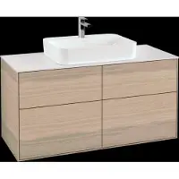 Villeroy & Boch V&B Waschtischunterschrank Wandbeleuchtung Finion 120x60,3cm, Abd.-Pl. wh. m, Oak Veneer