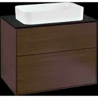 Villeroy & Boch V&B Waschtischunterschrank Wandbeleuchtung Finion 80x60,3cm, Abd.-Pl. bla m, Walnut veneer