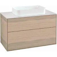 Villeroy & Boch V&B Waschtischunterschrank Wandbeleuchtung Finion 100x60,3cm, Abd.-Pl. wh. m, Oak Veneer