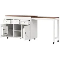 STILVORA Kücheninsel MDF Weiß 131,5-210x40x92 cm, drehbar, mit Stauraum