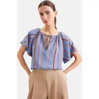 Seidensticker Klassische Bluse , Damen, Gr. S (36), blau, 85% Viskose, 15% Polyamid, gestreift, regular fit, Rundhals, Blusen Klassische Bluse, Tunika Gestreift