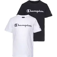 Champion T-Shirt , Jungen, Gr. S (128/134), schwarz-weiß (schwarz, weiß), Obermaterial: 100% Baumwolle, Rundhals, Shirts T-Shirt, mit 2-Stk.-Packung, Kurzarm, Topseller