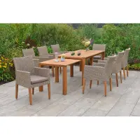 Merxx Garten-Essgruppe "Ranzano", beige (natur, natur, natur), Polyester, Aluminium, Kunststoff, Massivholz, Sitzmöbel-Sets, Garten-Essgruppe, 8 Sessel inkl. Sitzkissen, Ausziehtisch