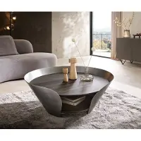DELIFE Couchtisch Skafi 100x40 cm Keramik Laminam Noir Desir Braun Metallic Silber