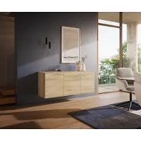 DELIFE Sideboard Cuor 150 cm Keramik Laminam Sabbia Eichefarbig 3 Türen Schwebend