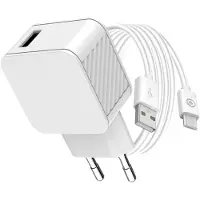 BigBen Interactive , USB-A 2.4A Fast Charge Netzteil + USB-A / Micro-USB Kabel, Weiß