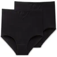 Schiesser Taillenslip, Damen, Gr. 48, 2 Stk., schwarz, 100% Baumwolle, Unterhosen Taillenslip