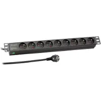 EFB Elektronik -Elektronik - Steckdosenleiste (Rack - einbaufähig) - Eingabe, Eingang power CEE 7/3 - Ausgangsanschlüsse: 9 (9 x Französisch / UTE) - 1U - 48.3 cm (19″) - 1.8 m Schnur - Schwarz, RAL 9005