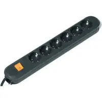 Bachmann SMART Steckdosenleiste 6x Schutzkontakt, Schalter, schwarz, 3 m