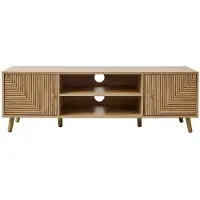 CALICOSY - TV-Möbel 2 Türen mit Fronten in Lamellenoptik in L-Form, L140 cm - EDEN