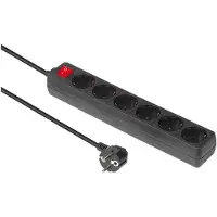 Microconnect GRU006B, 1,8 m, Drinnen, Typ F, Schwarz, 6 AC-Ausgänge, 250 V
